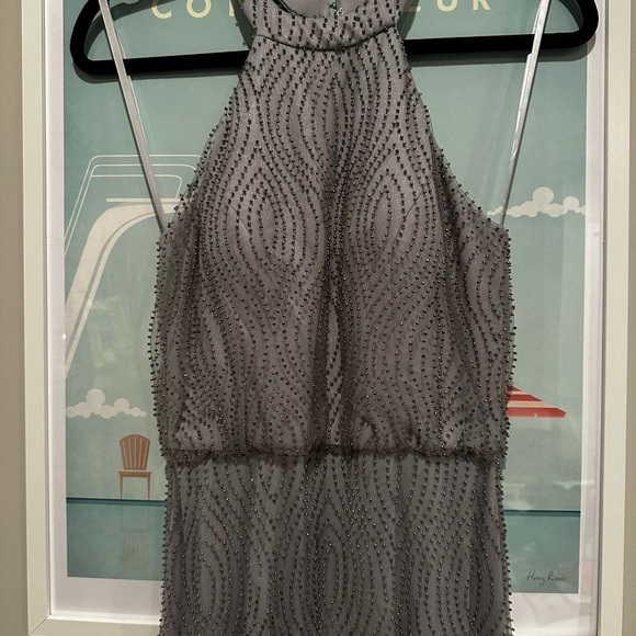 ⭐️KLEINFELD Storm Gray Beaded Evening Gown - Size 2 - Picture 3 of 8
